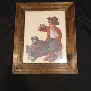 Vintage Norman Rockwell Framed Puppy Love Art